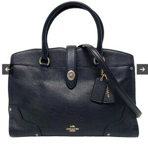 Coach Mercer Satchel 24 Leather Handbag - Black